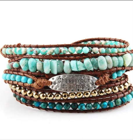 Bohemian 5-Strand Semi-precious Gemstone Wrap Bracelet