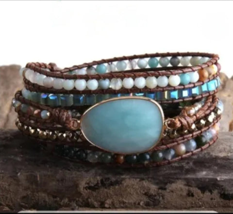 PROSPERITY WRAP BRACELET | Amazonite 5-strand wrap bracelet