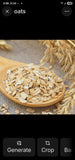 Rolled oats in a wooden spoon on neutral background.