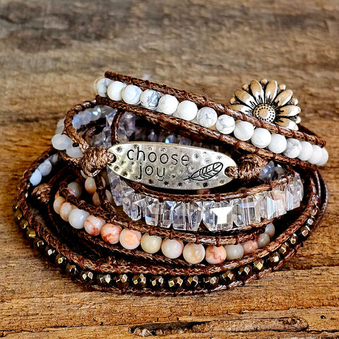 5-Strand Calcite Gemstone Wrap Bracelet
