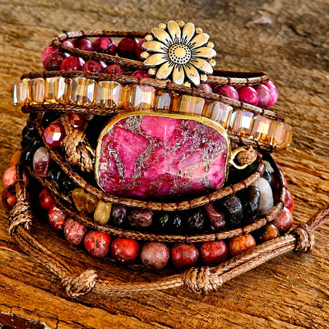 Red Sea Sediment Jasper 5-Strand Wrap Bracelet