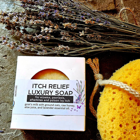 Itch Relief Goat's Milk Soap w/ Raw Honey, Ground Oats, and aloe/ 4.5 Oz