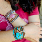 Rhodonite Stone 5-Strand Wrap Bracelet