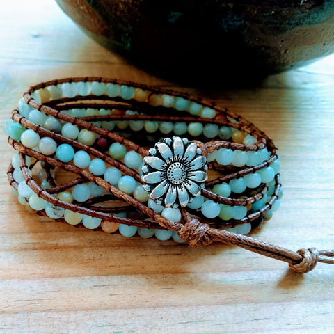 The Hope Bracelet | Amazonite Natural Stone 5-Strand Wrap Bracelet